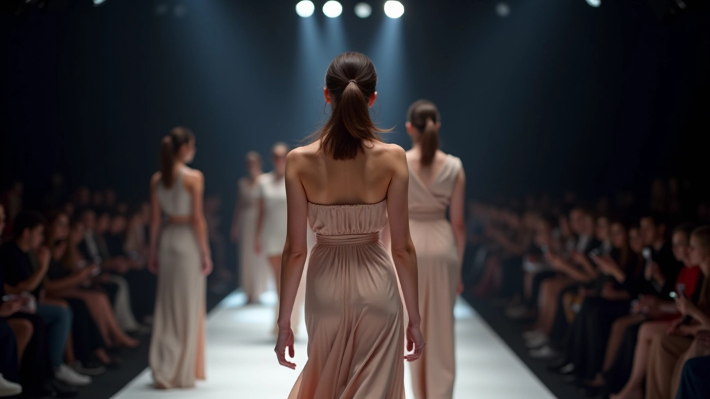 Fashion week catwalk'ta Türk tasarımcının koleksiyonu, profesyonel modeller ve ışıklandırma